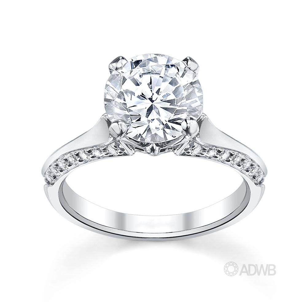 Ashley round brilliant cut diamond solitaire ring with grain set diamo –  icenv
